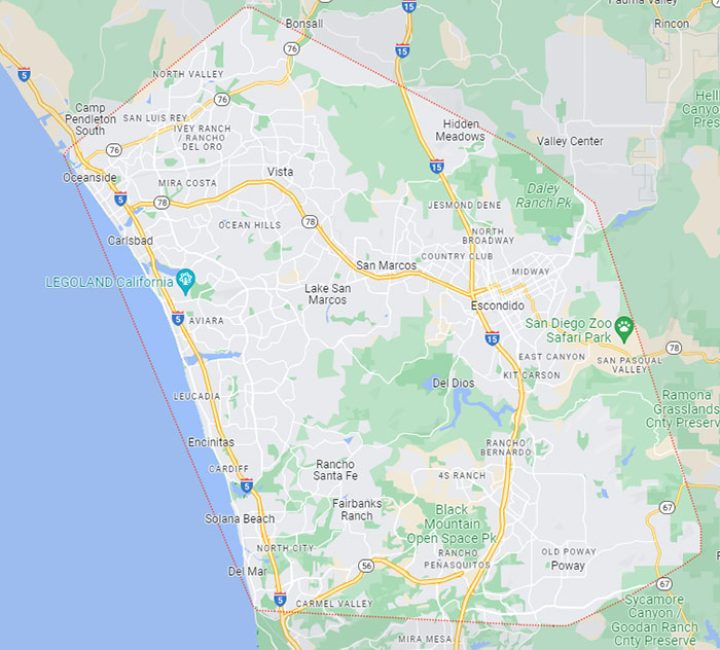 Google map of locations serviced by Development Dream Home INC